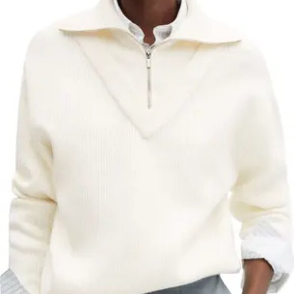 Mango Ribbed Half Zip Neck Jumper Sweater S - Picture 6 of 6